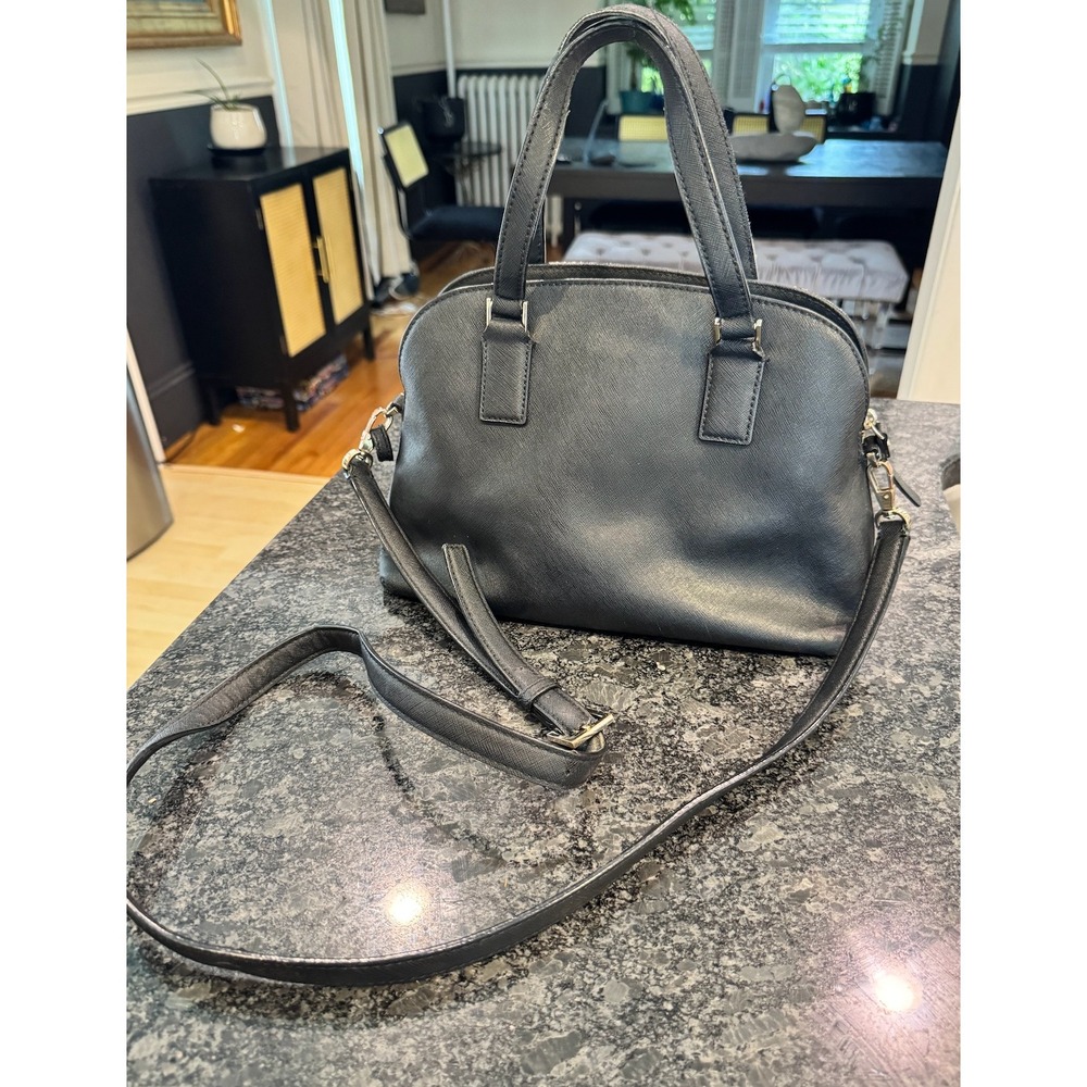 Kate Spade New York Black Saffiano Leather Satchel Crossbody Bag Shoulder Purse - Picture 2 of 8